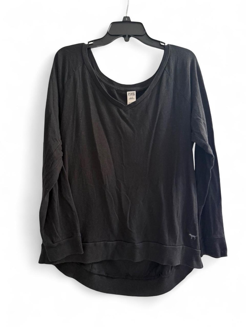 PINK Victoria's Secret Black Long-Sleeve Scoop Neck Top